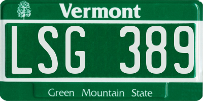 VT license plate LSG389