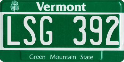 VT license plate LSG392