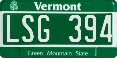 VT license plate LSG394