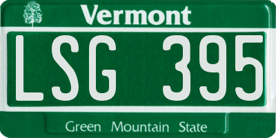 VT license plate LSG395