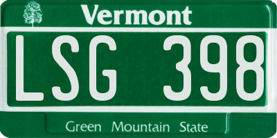 VT license plate LSG398