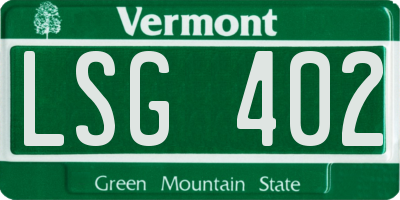 VT license plate LSG402