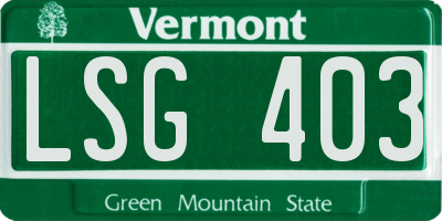 VT license plate LSG403