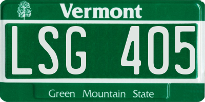 VT license plate LSG405