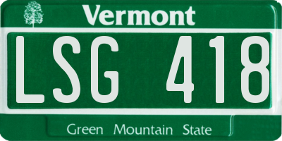 VT license plate LSG418