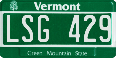 VT license plate LSG429