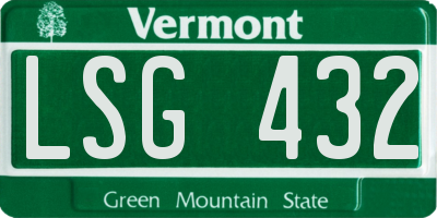 VT license plate LSG432