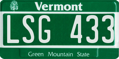 VT license plate LSG433