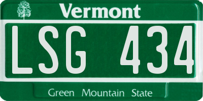 VT license plate LSG434