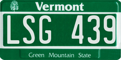 VT license plate LSG439