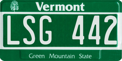 VT license plate LSG442