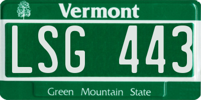VT license plate LSG443