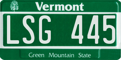 VT license plate LSG445