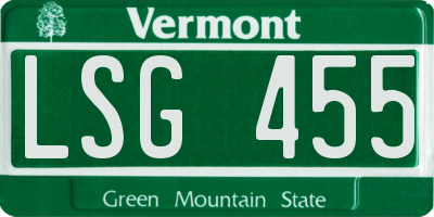 VT license plate LSG455