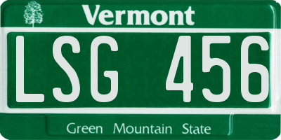 VT license plate LSG456
