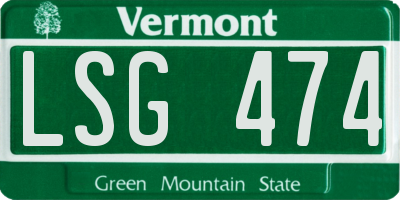 VT license plate LSG474