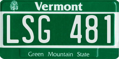 VT license plate LSG481