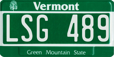 VT license plate LSG489
