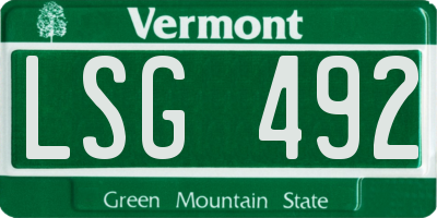 VT license plate LSG492