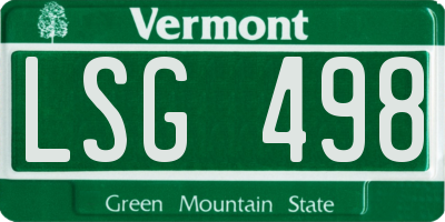 VT license plate LSG498