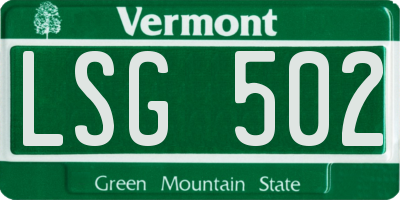 VT license plate LSG502
