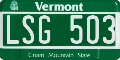 VT license plate LSG503