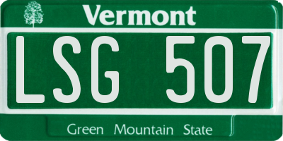 VT license plate LSG507