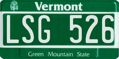 VT license plate LSG526