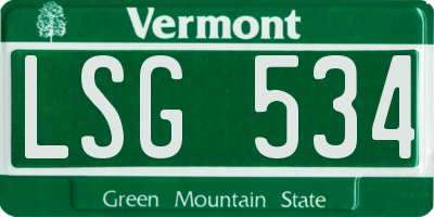 VT license plate LSG534
