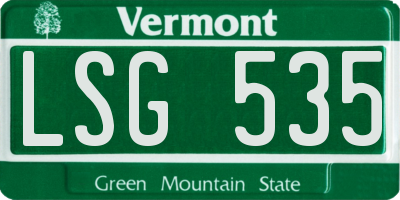 VT license plate LSG535