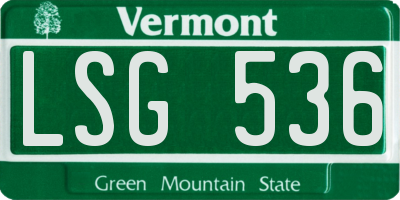 VT license plate LSG536