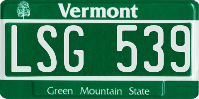 VT license plate LSG539