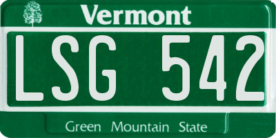 VT license plate LSG542