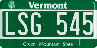 VT license plate LSG545