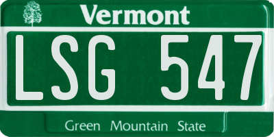 VT license plate LSG547