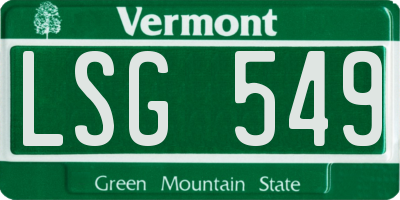 VT license plate LSG549