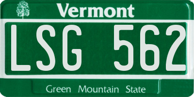 VT license plate LSG562