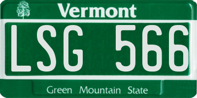 VT license plate LSG566