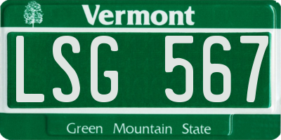 VT license plate LSG567