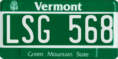 VT license plate LSG568