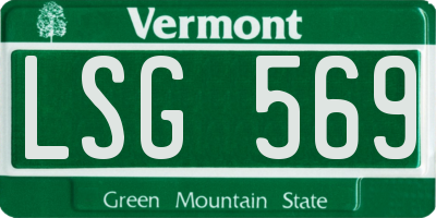 VT license plate LSG569