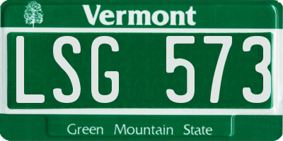 VT license plate LSG573