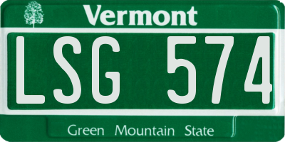 VT license plate LSG574