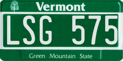VT license plate LSG575