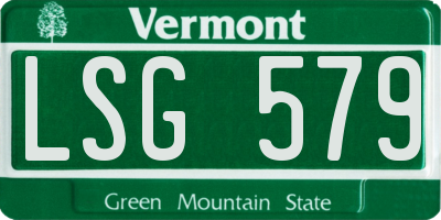 VT license plate LSG579