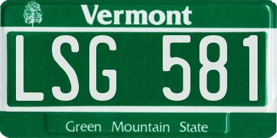 VT license plate LSG581