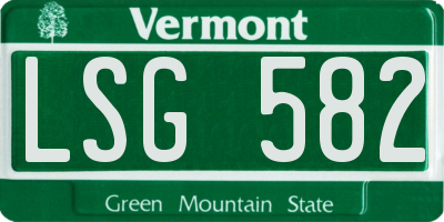 VT license plate LSG582
