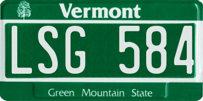 VT license plate LSG584