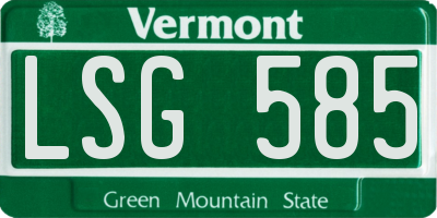 VT license plate LSG585