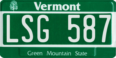 VT license plate LSG587